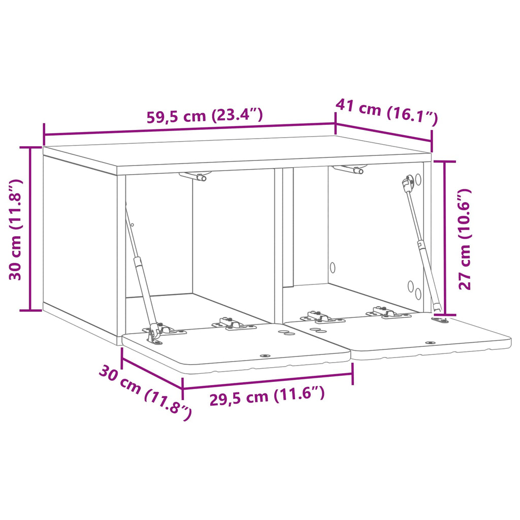 vidaXL Szafka RTV montowana na ścianie Dąb wędzony 59,5 x 41 x 30 cm