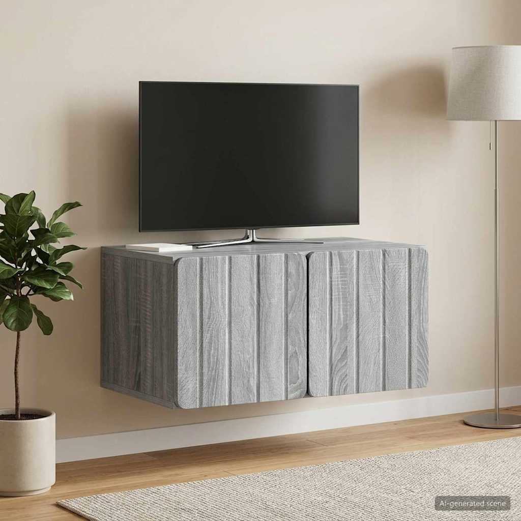 vidaXL Szafka RTV montowana na ścianie 59,5 x 41 x 30 cm Szary Sonoma