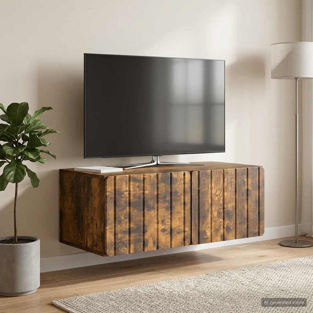 vidaXL Szafka RTV montowana na ścianie 78,5 x 41 x 30 cm Dąb wędzony