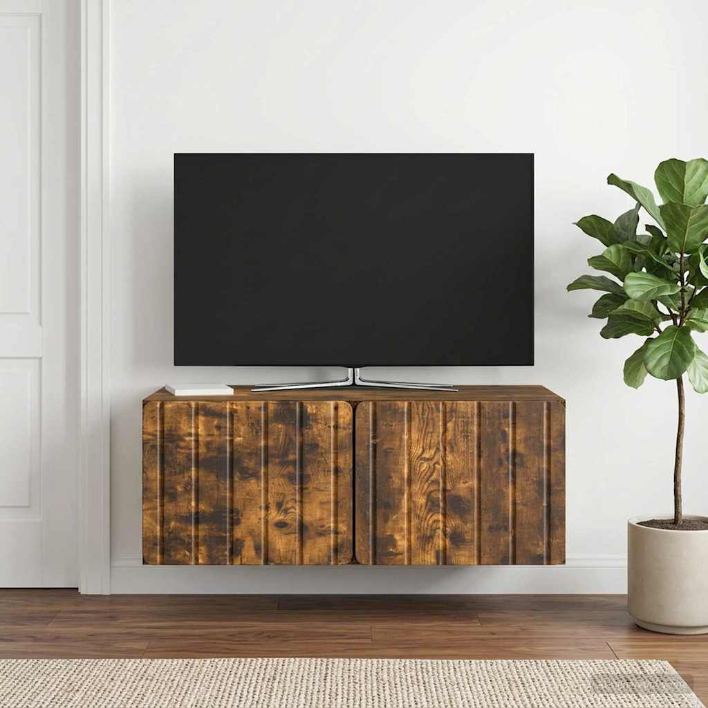 vidaXL Szafka RTV montowana na ścianie 78,5 x 41 x 30 cm Dąb wędzony