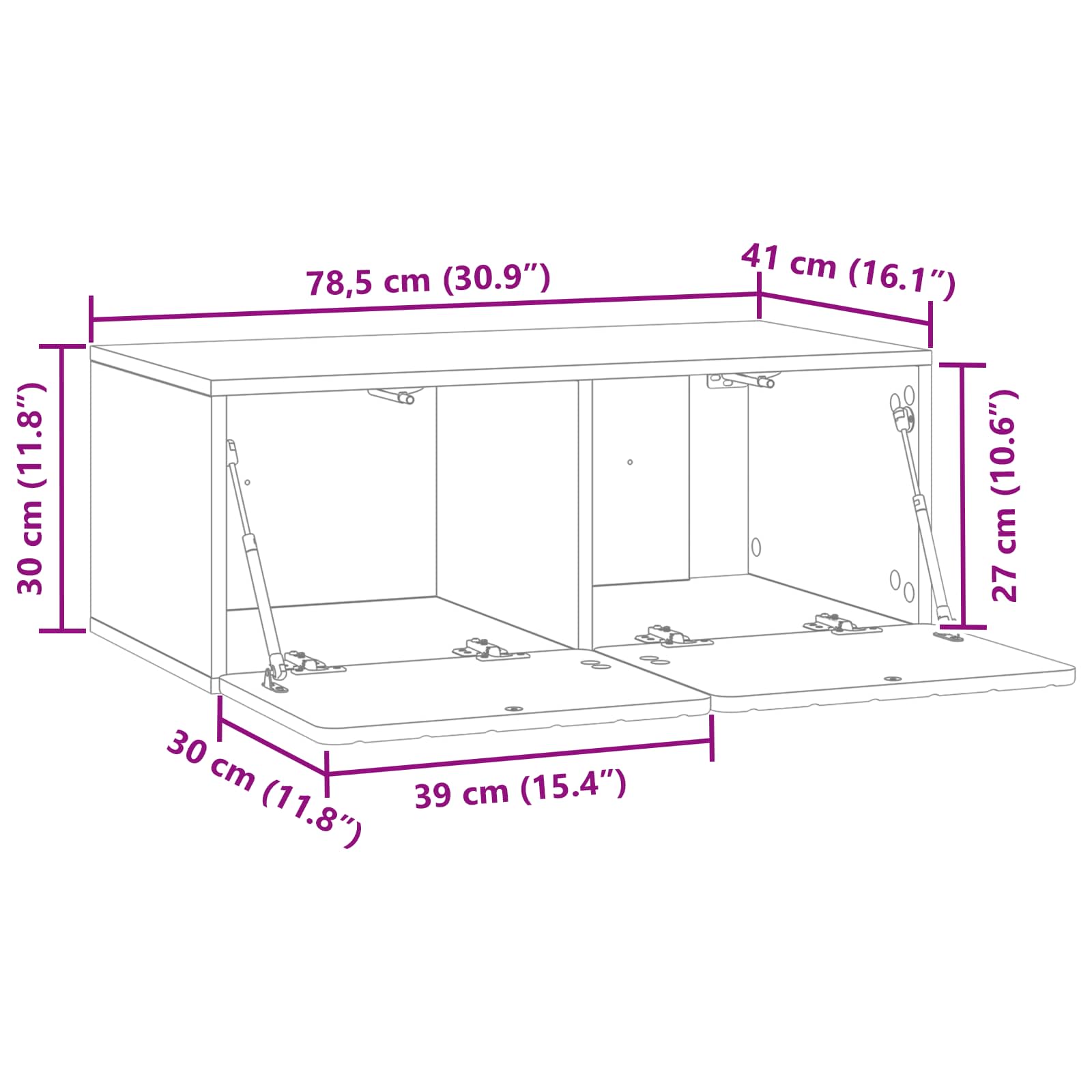 vidaXL Szafka RTV montowana na ścianie Dąb wędzony 78,5 x 41 x 30 cm
