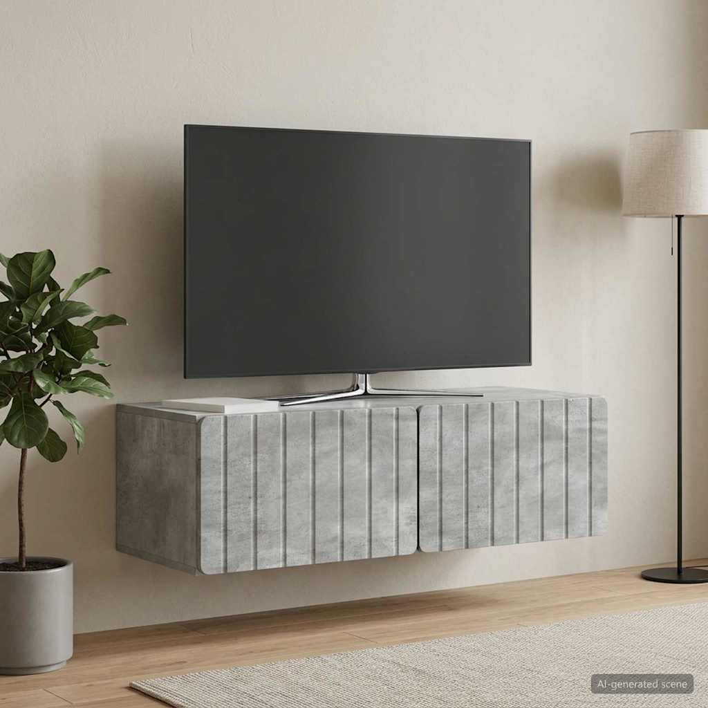 vidaXL Szafka RTV montowana na ścianie 98 x 41 x 30 cm Betonowy szary