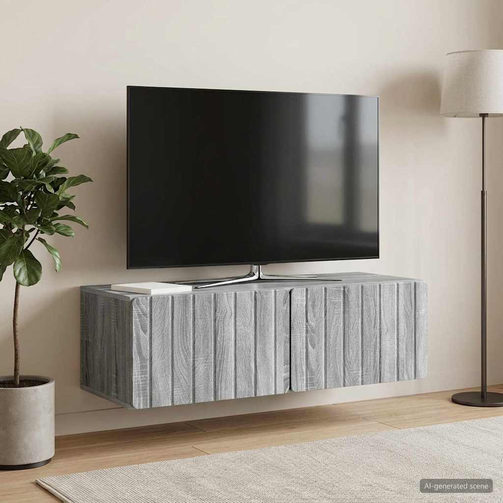vidaXL Szafka RTV montowana na ścianie 98 x 41 x 30 cm Szary Sonoma