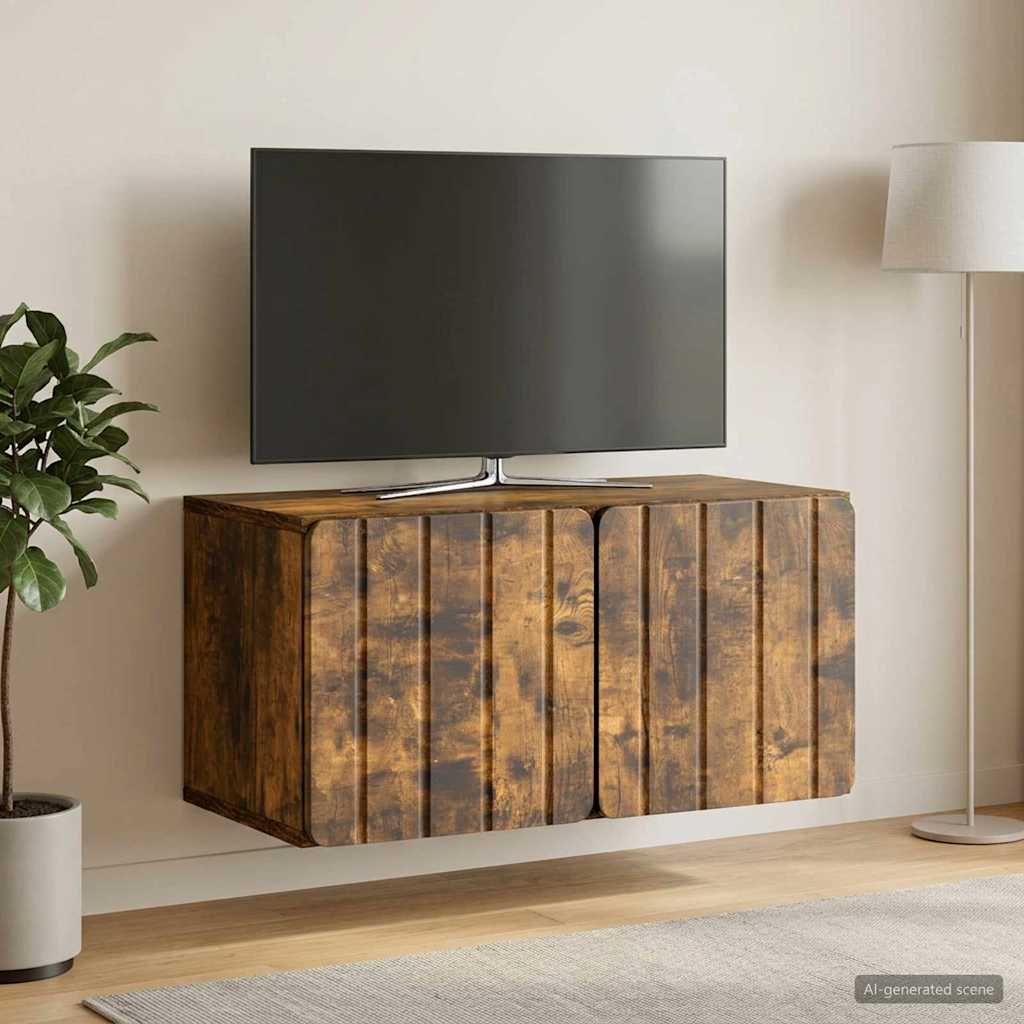 vidaXL Szafka RTV montowana na ścianie 59,5 x 31 x 30 cm Dąb wędzony