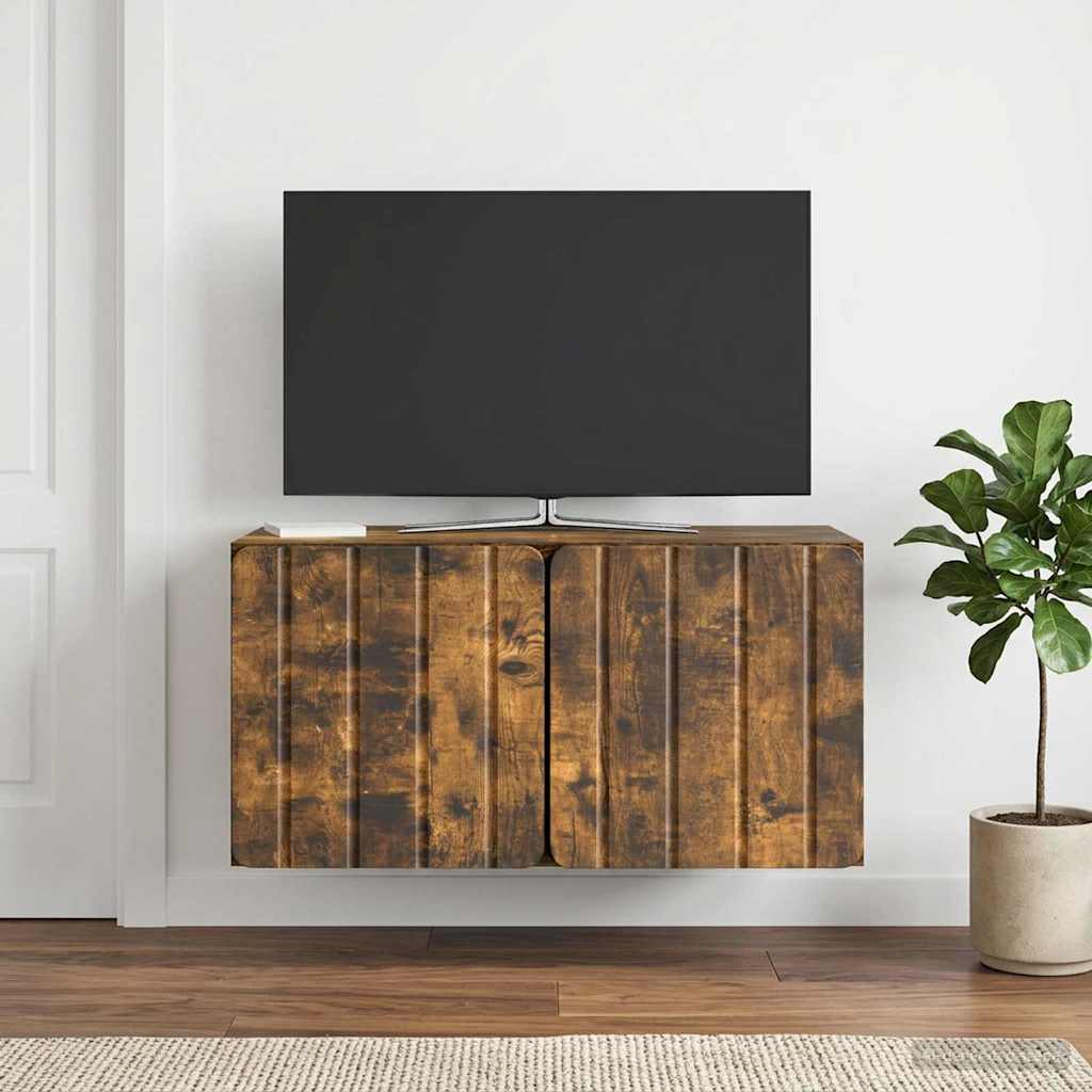 vidaXL Szafka RTV montowana na ścianie 59,5 x 31 x 30 cm Dąb wędzony