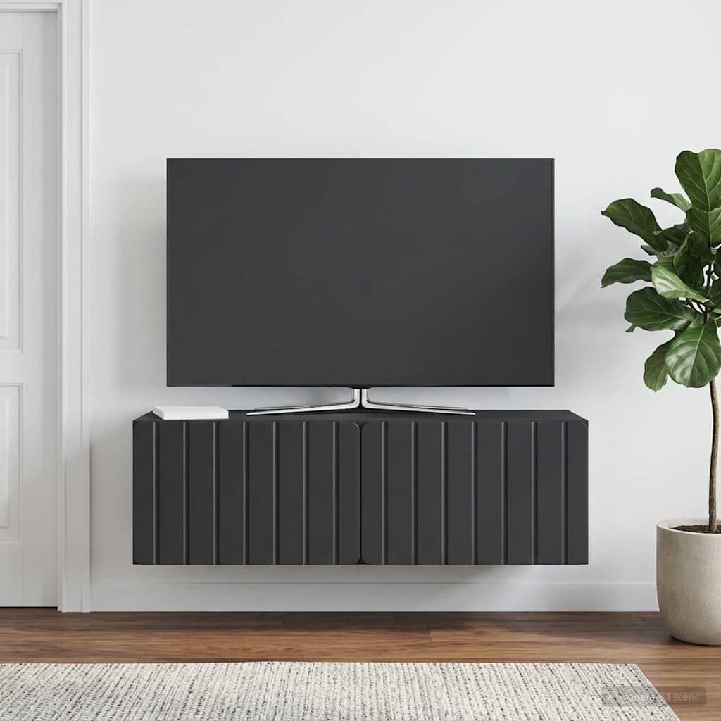 vidaXL Szafka RTV montowana na ścianie 98 x 31 x 30 cm Czarny