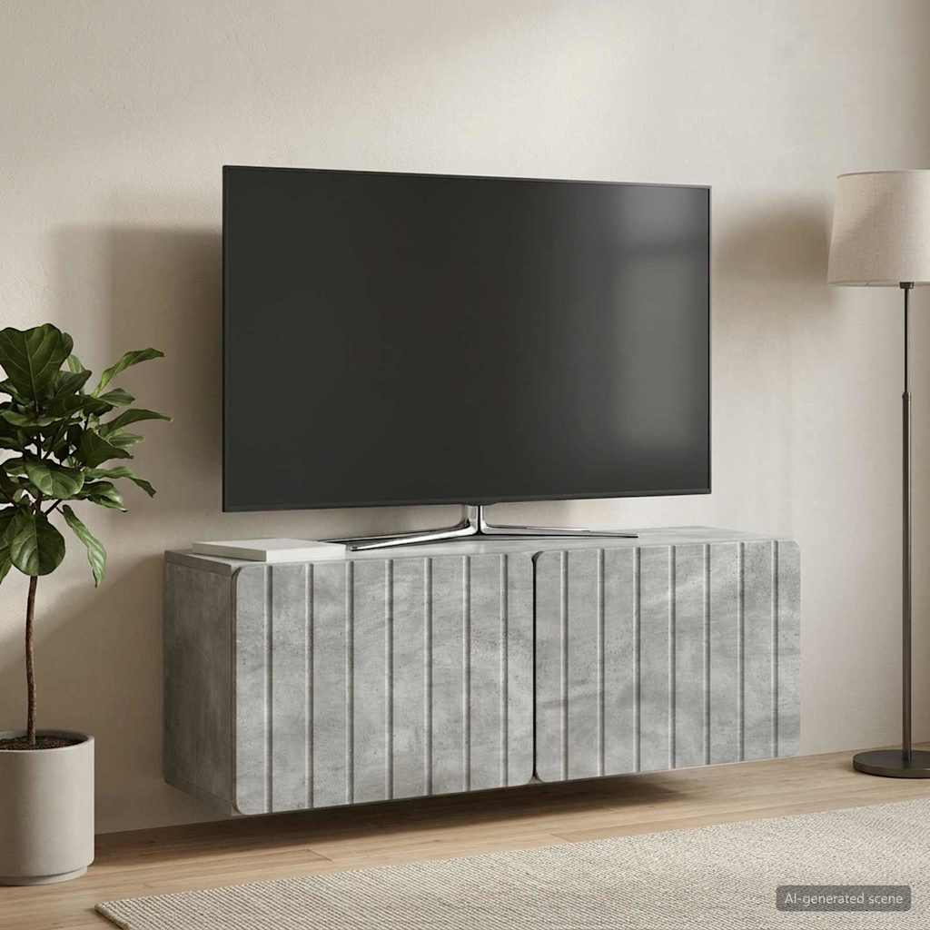 vidaXL Szafka RTV montowana na ścianie 98 x 31 x 30 cm Betonowy szary