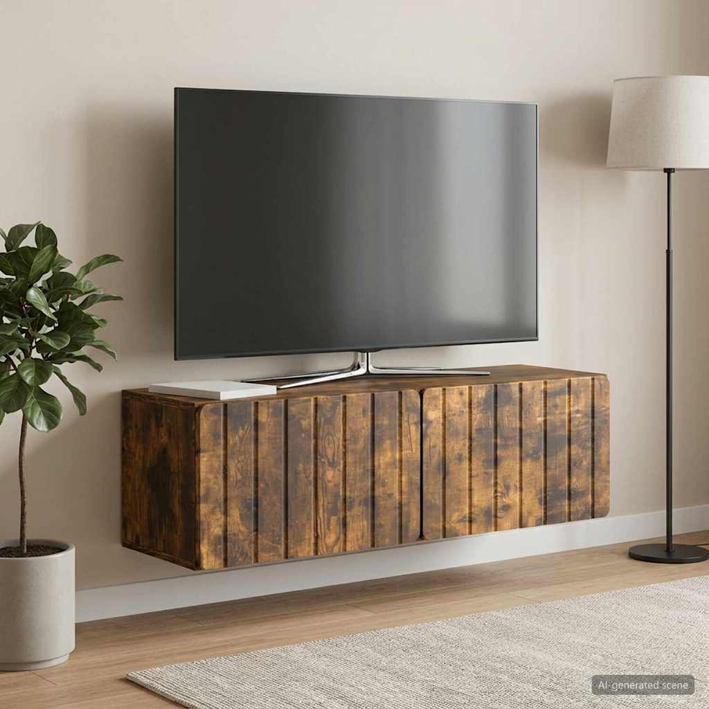 vidaXL Szafka RTV montowana na ścianie 98 x 31 x 30 cm Dąb wędzony