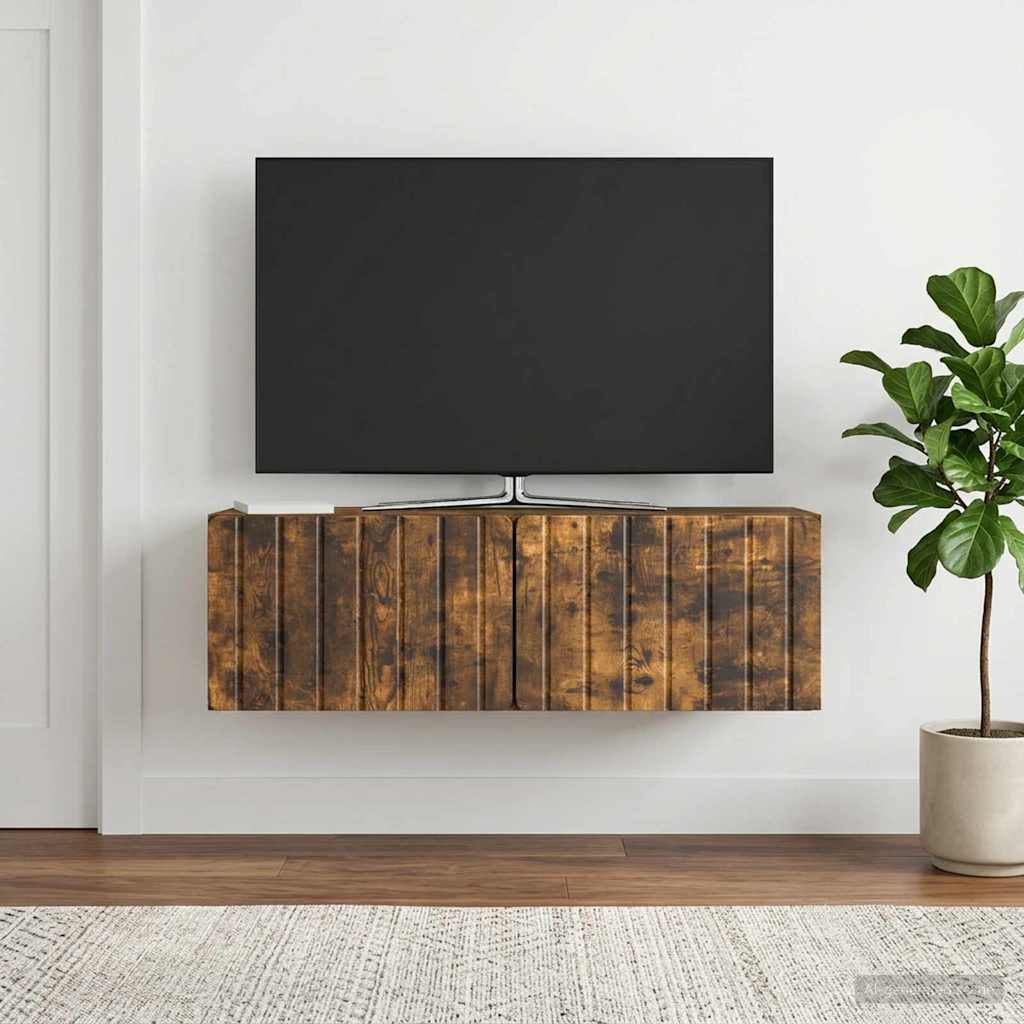 vidaXL Szafka RTV montowana na ścianie 98 x 31 x 30 cm Dąb wędzony