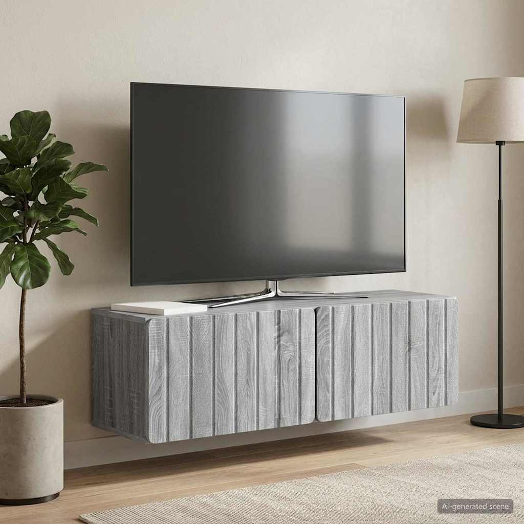 vidaXL Szafka RTV montowana na ścianie 98 x 31 x 30 cm Szary Sonoma