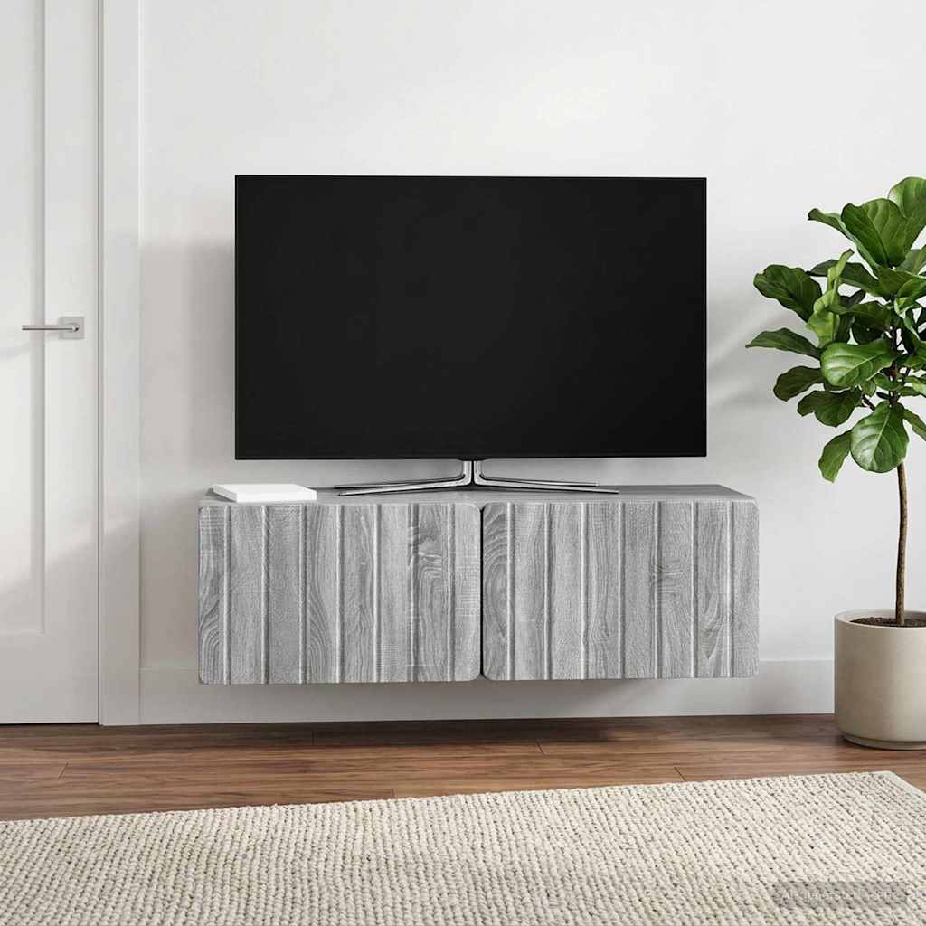 vidaXL Szafka RTV montowana na ścianie 98 x 31 x 30 cm Szary Sonoma