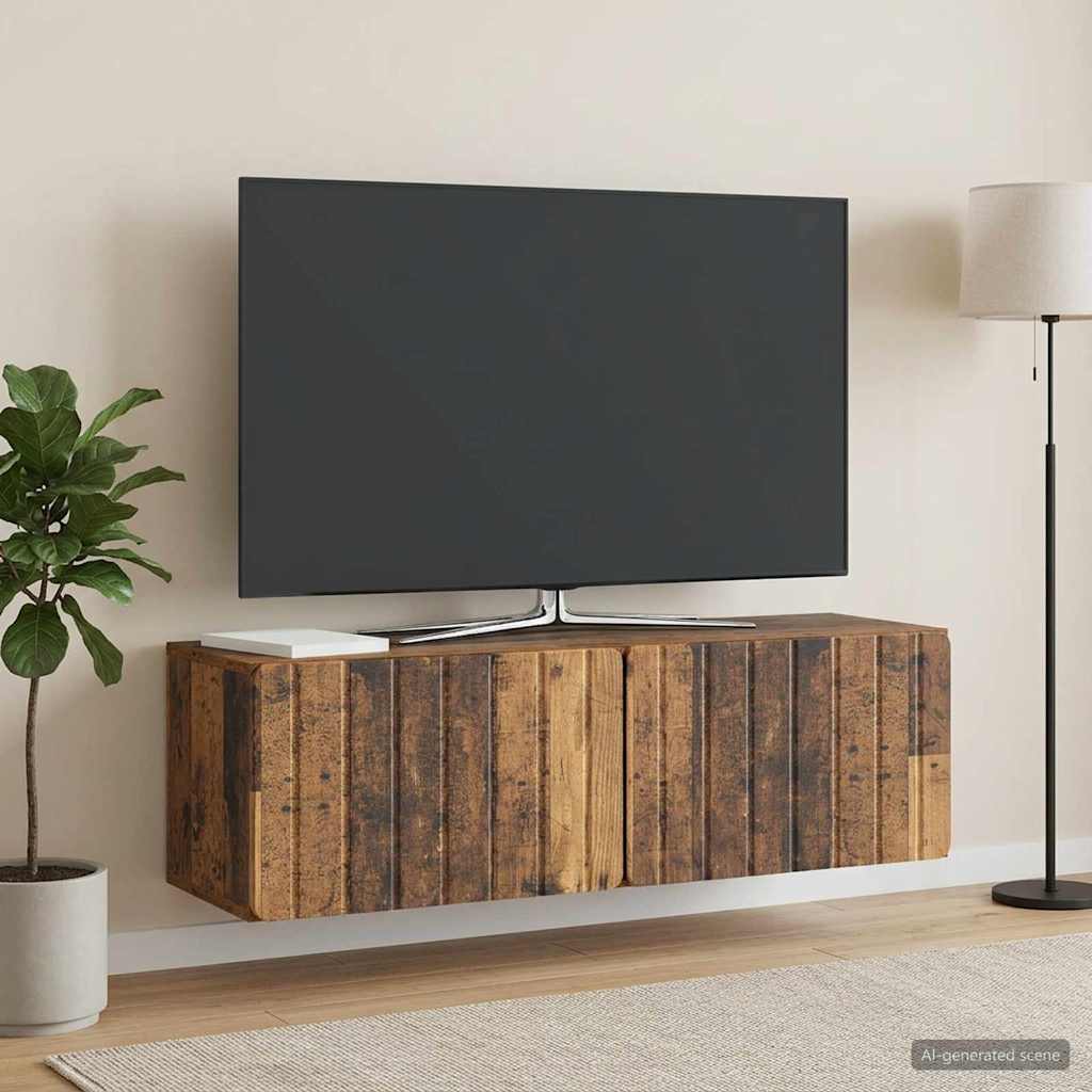vidaXL Szafka RTV montowana na ścianie 98 x 31 x 30 cm Stare drewno