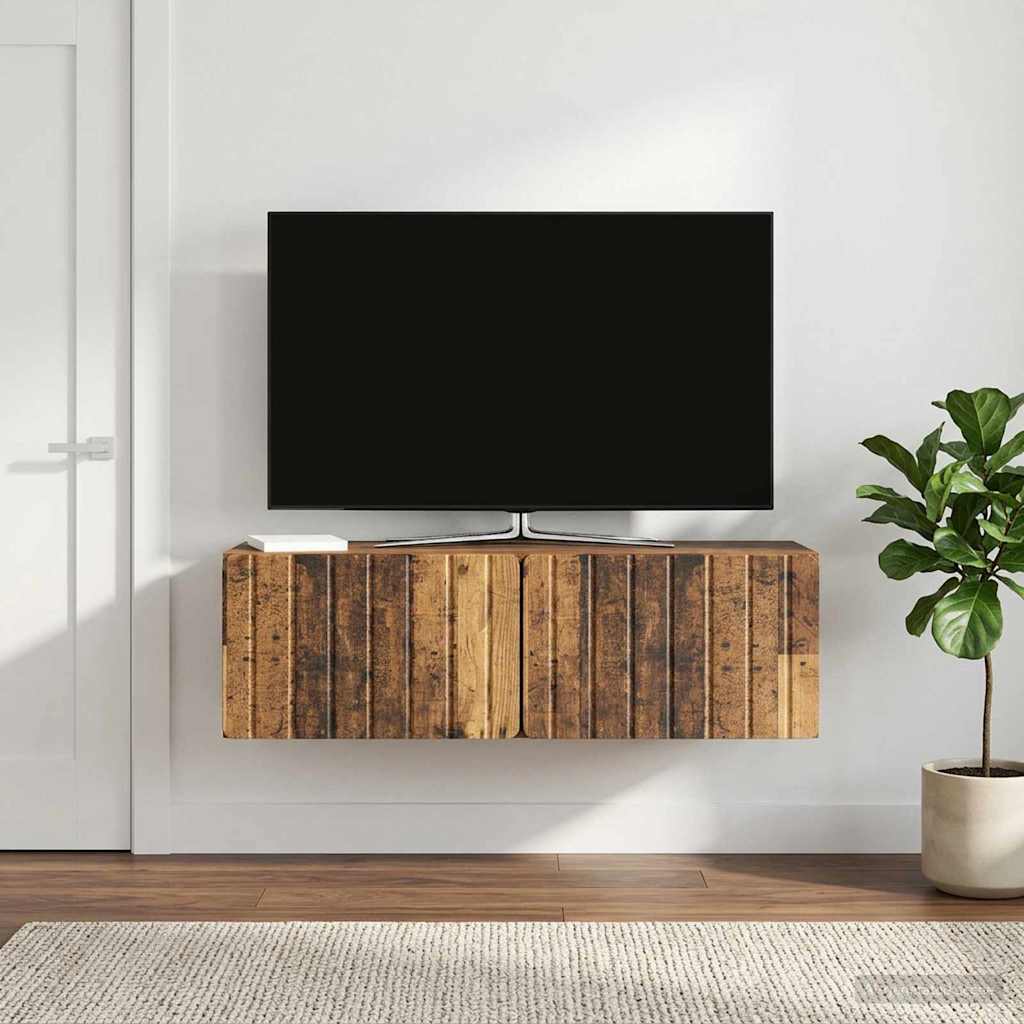 vidaXL Szafka RTV montowana na ścianie 98 x 31 x 30 cm Stare drewno