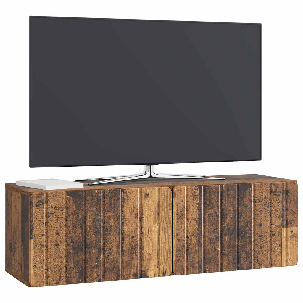 vidaXL Szafka RTV montowana na ścianie Stare drewno 98 x 31 x 30 cm