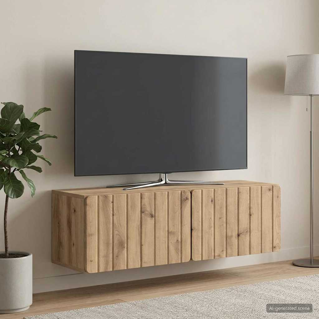 vidaXL Szafka RTV montowana na ścianie 98 x 31 x 30 cm Dąb artisan