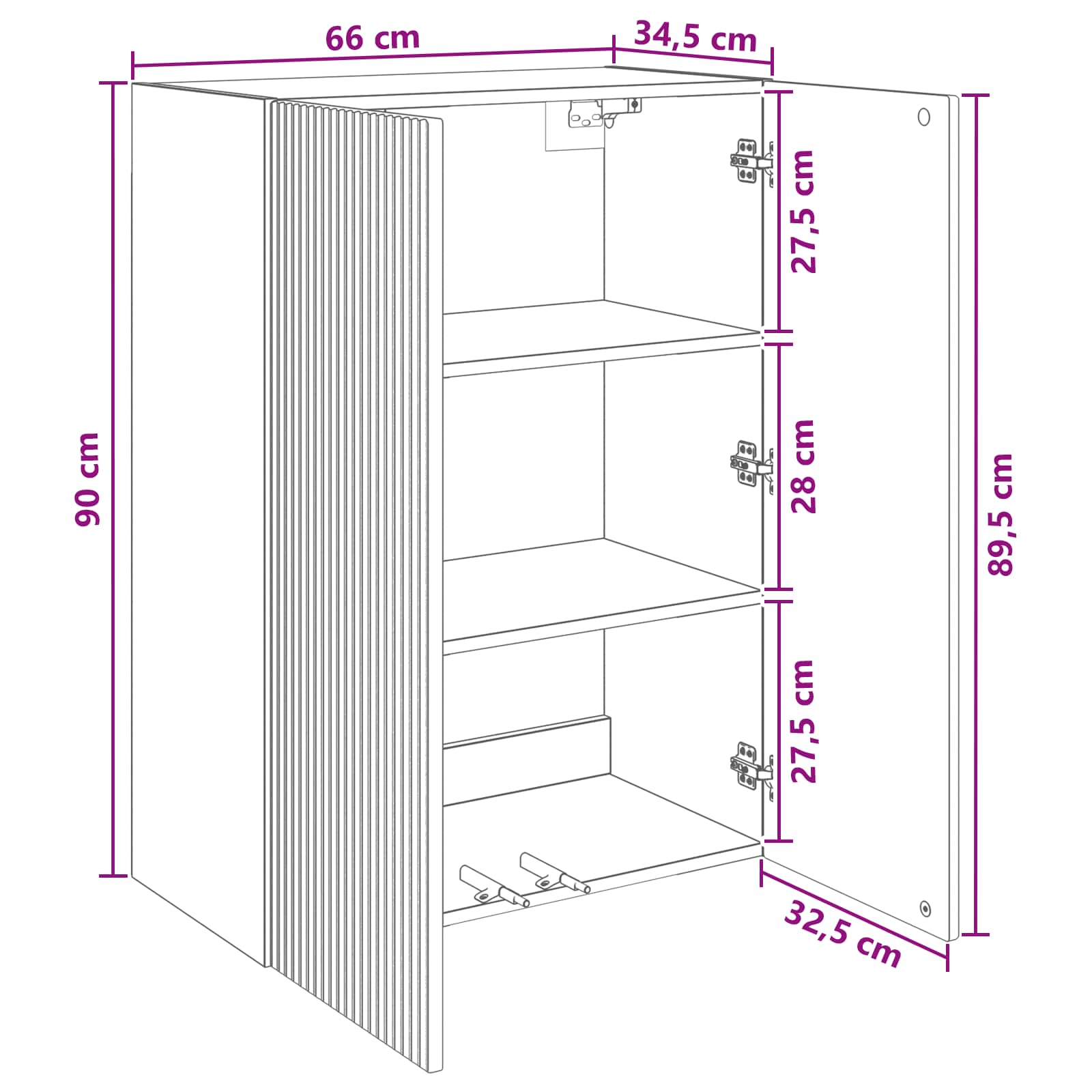 vidaXL Szafka ścienna 66 x 34,5 x 90 cm Drewno inżynieryjne