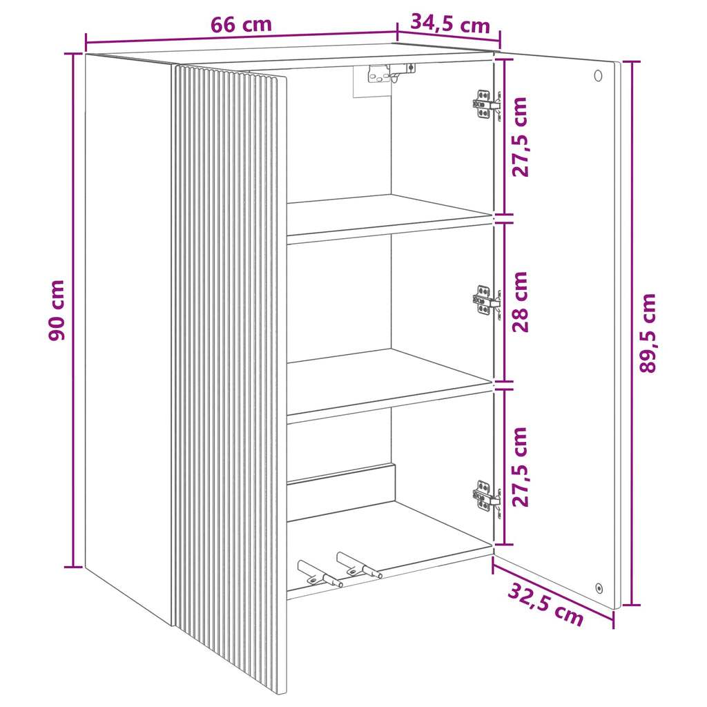 vidaXL Szafka ścienna 66 x 34,5 x 90 cm Drewno inżynieryjne