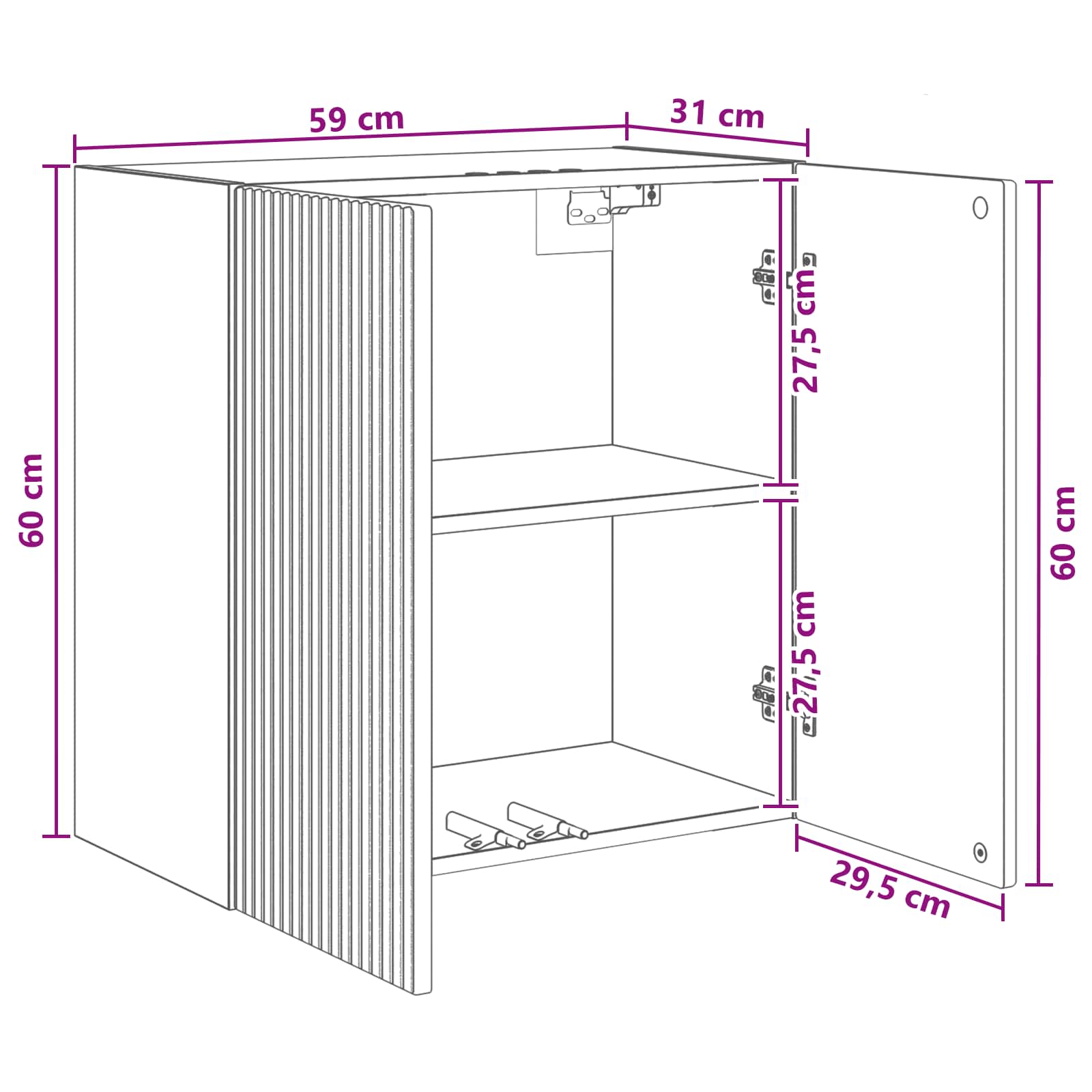 vidaXL Szafka ścienna 59 x 31 x 60 cm Drewno inżynieryjne Dąb wędzony