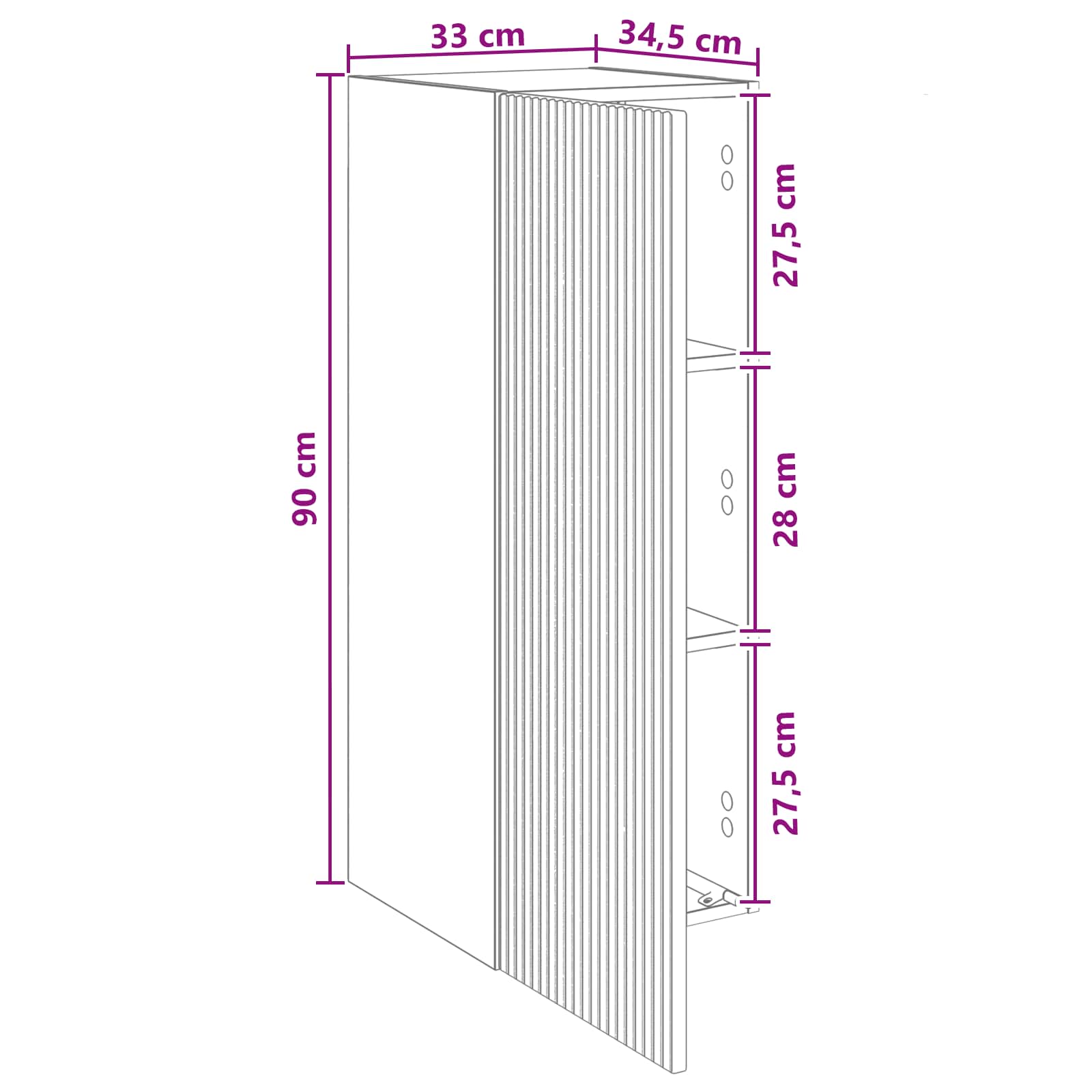 vidaXL Szafka ścienna 33 x 34,5 x 90 cm Drewno inżynieryjne