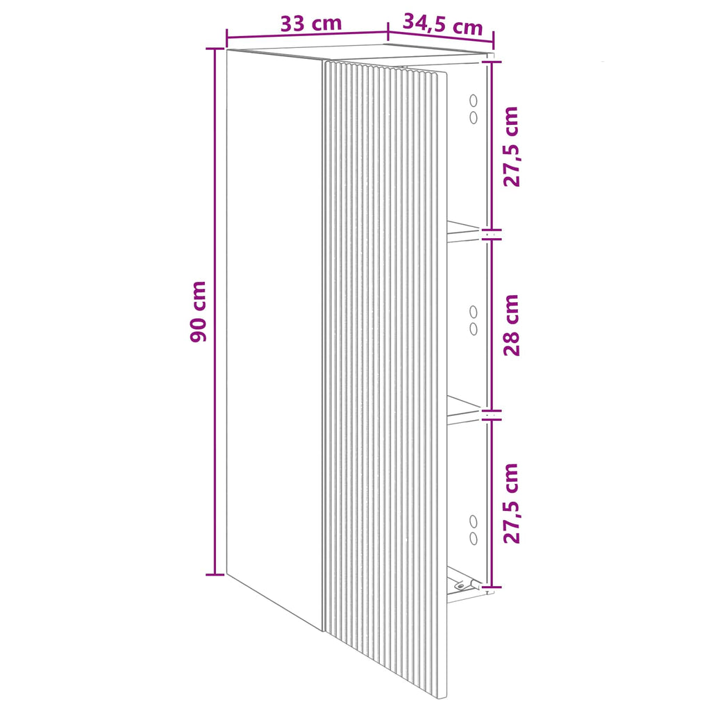 vidaXL Szafka ścienna 33 x 34,5 x 90 cm Drewno inżynieryjne