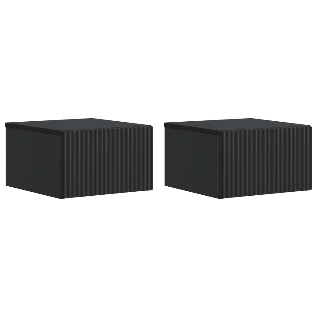 vidaXL Wisząca Szafka Nocna z szufladą 2 pcs Czarny 33 x 34,5 x 20 cm