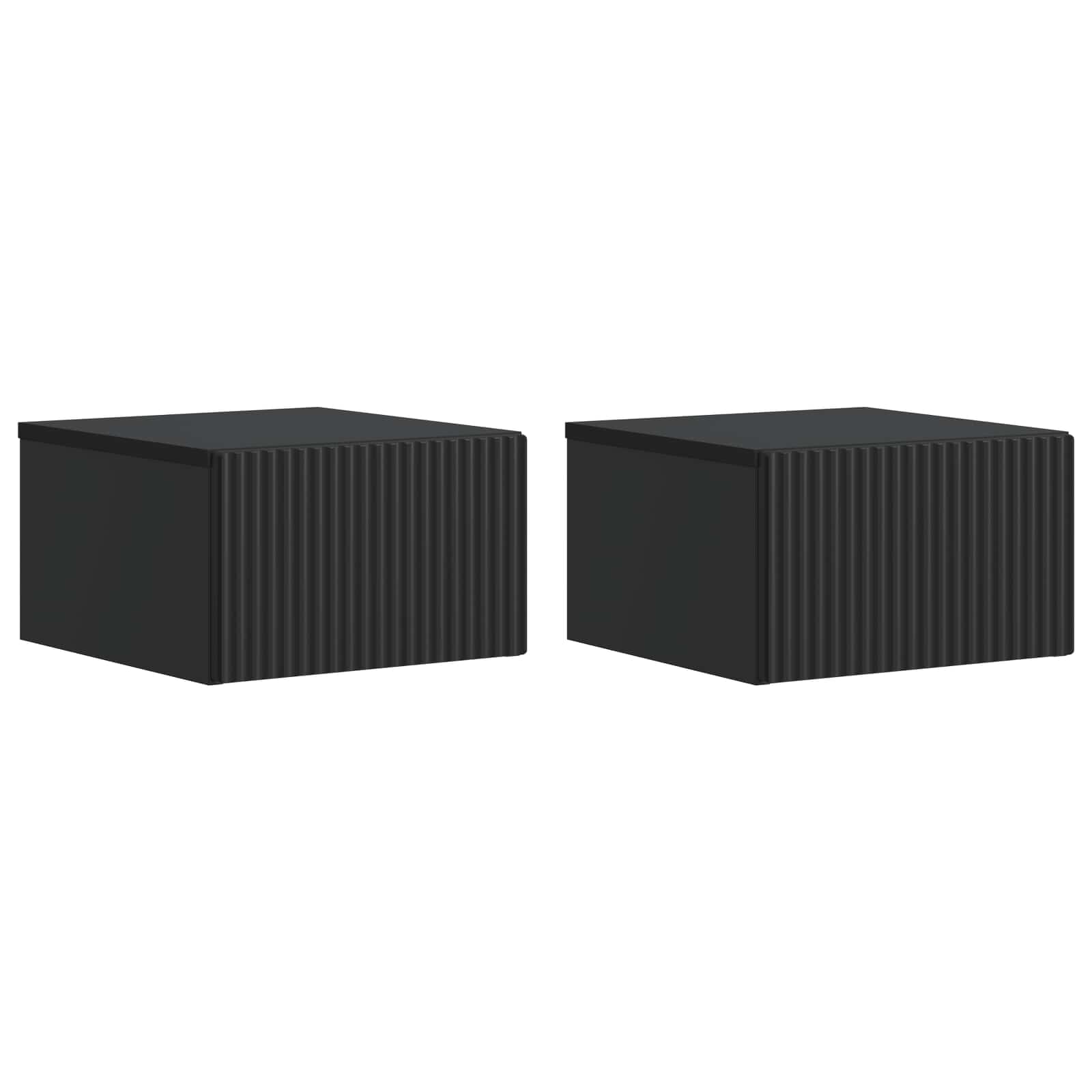 vidaXL Wisząca Szafka Nocna z szufladą 2 pcs Czarny 33 x 34,5 x 20 cm