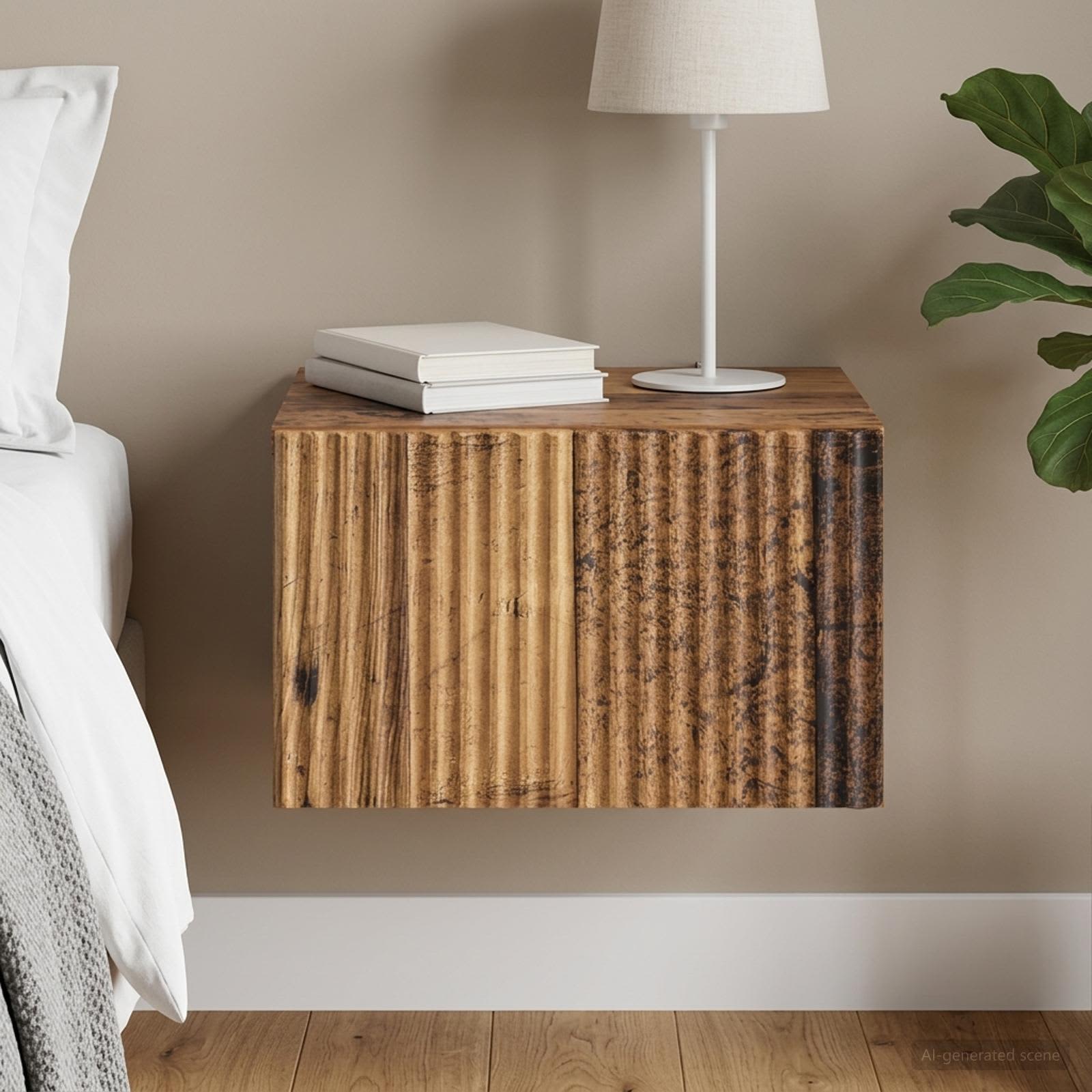 vidaXL Wisząca Szafka Nocna z szufladą Stare drewno 33 x 34,5 x 20 cm