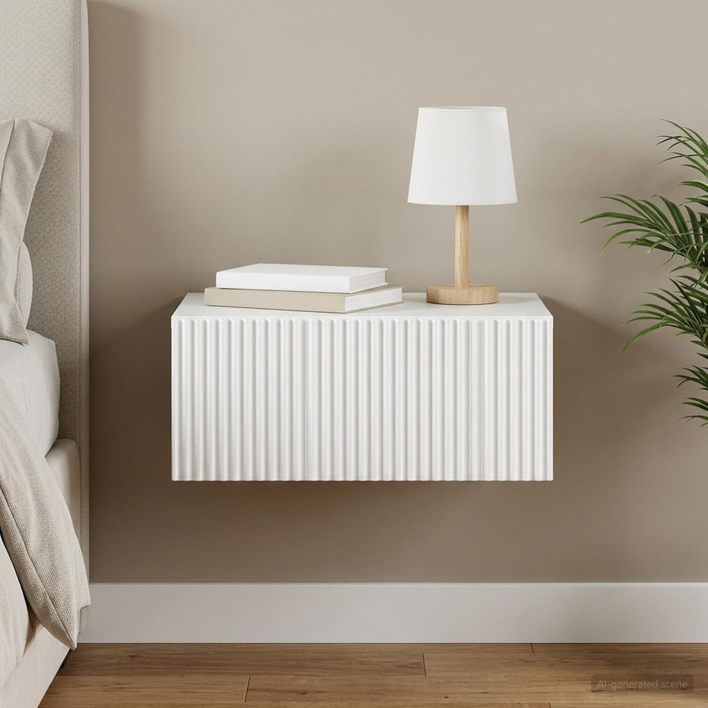 vidaXL Wisząca Szafka Nocna z szufladą Biały 49 x 34,5 x 20 cm