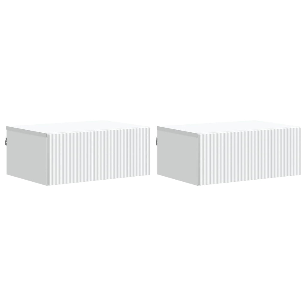 vidaXL Wisząca Szafka Nocna z szufladą 2 pcs Biały 49 x 34,5 x 20 cm