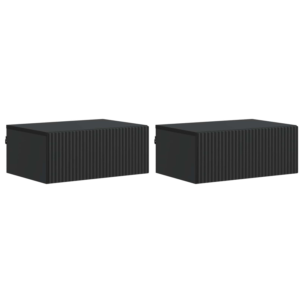 vidaXL Wisząca Szafka Nocna z szufladą 2 pcs Czarny 49 x 34,5 x 20 cm