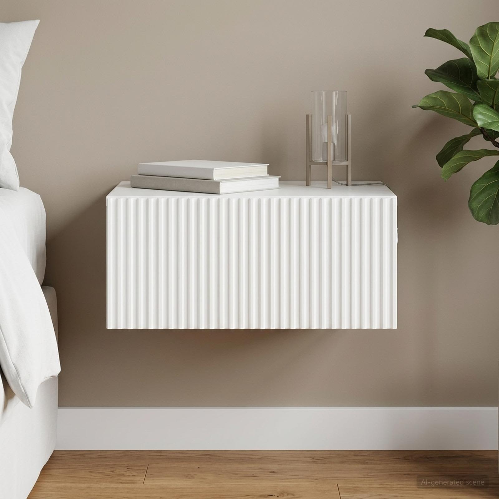 vidaXL Wisząca Szafka Nocna Biały wysoki połysk 49 x 34,5 x 20 cm
