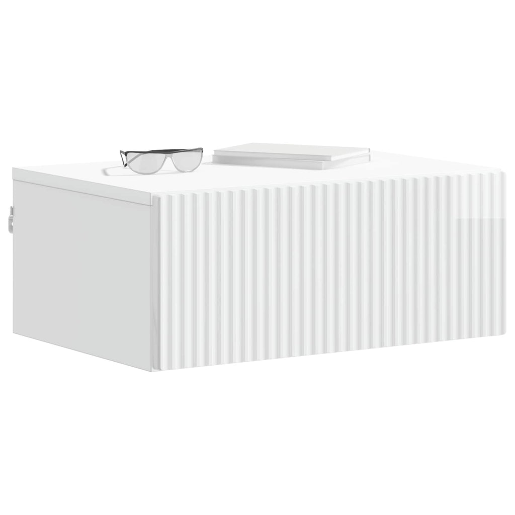 vidaXL Wisząca Szafka Nocna Biały wysoki połysk 49 x 34,5 x 20 cm