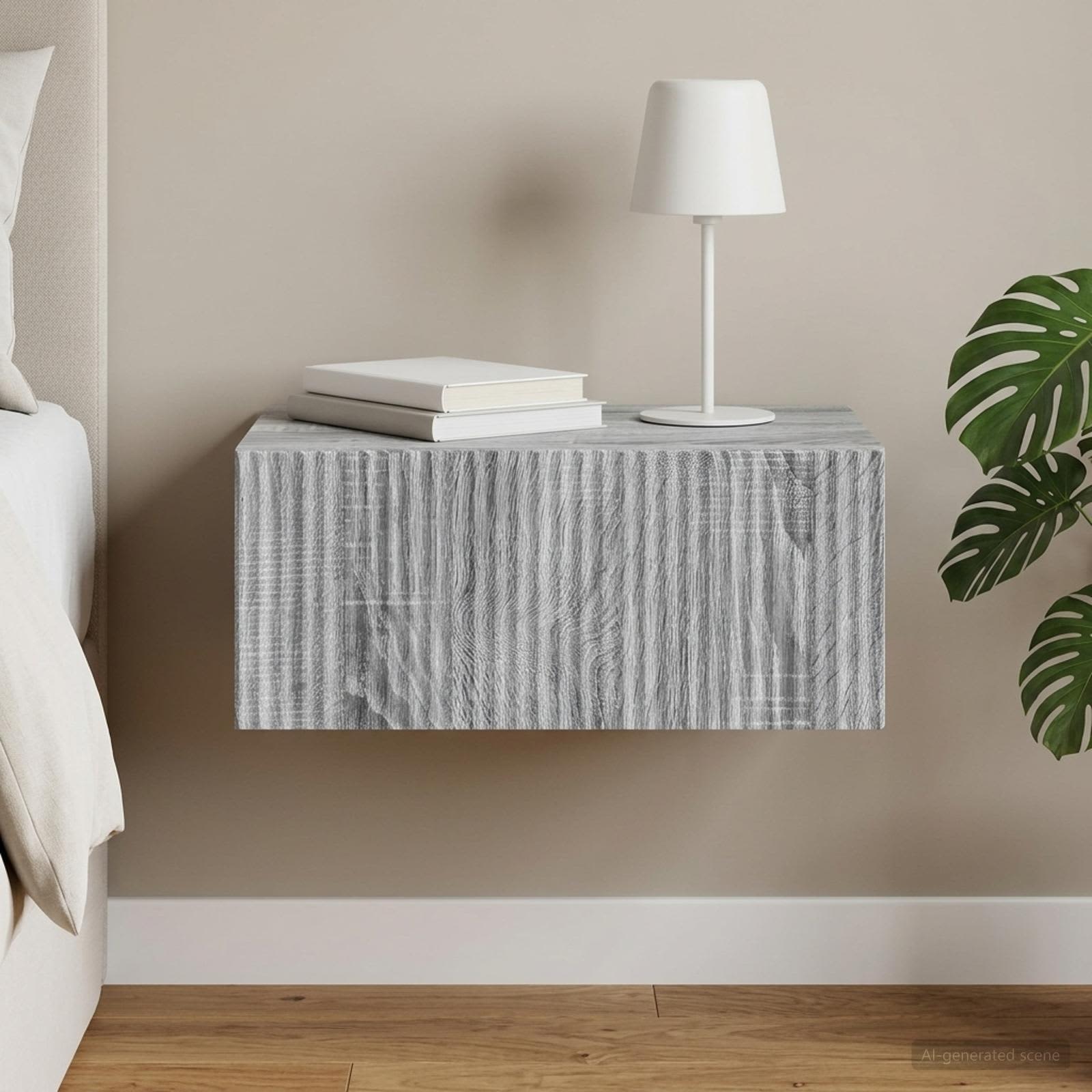 vidaXL Wisząca Szafka Nocna z szufladą Szary Sonoma 49 x 34,5 x 20 cm