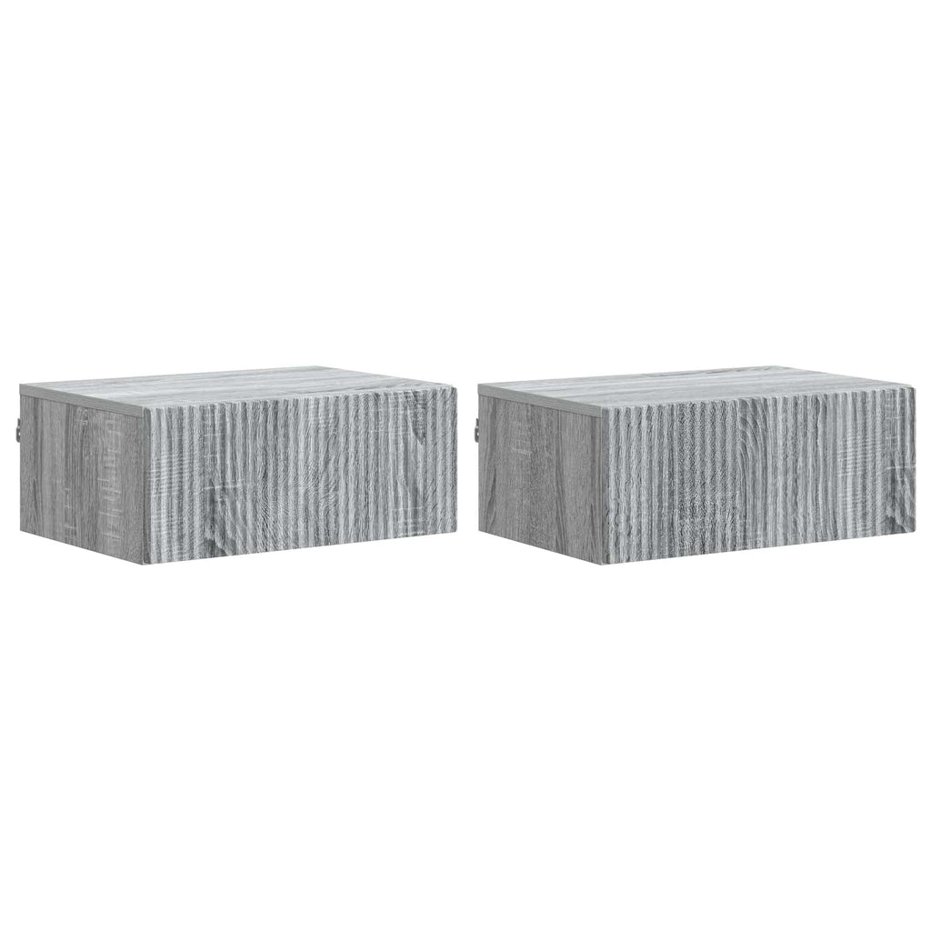 vidaXL Wisząca Szafka Nocna 2 pcs Szary Sonoma 49 x 34,5 x 20 cm