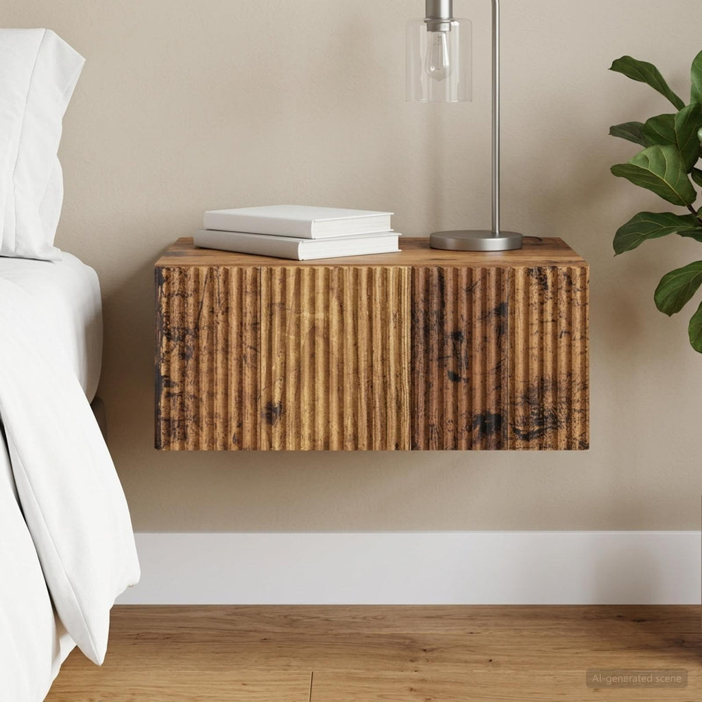 vidaXL Wisząca Szafka Nocna z szufladą Stare drewno 49 x 34,5 x 20 cm