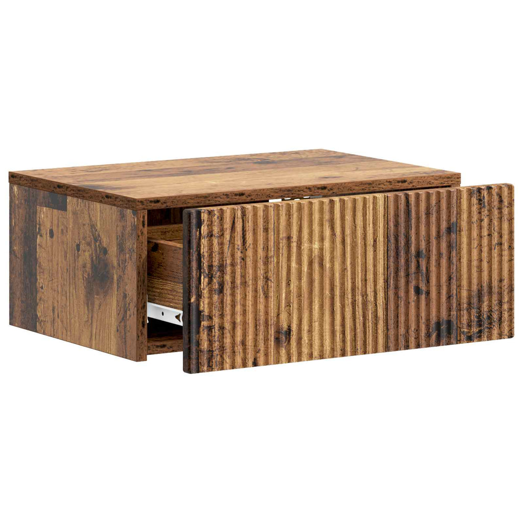 vidaXL Wisząca Szafka Nocna z szufladą Stare drewno 49 x 34,5 x 20 cm