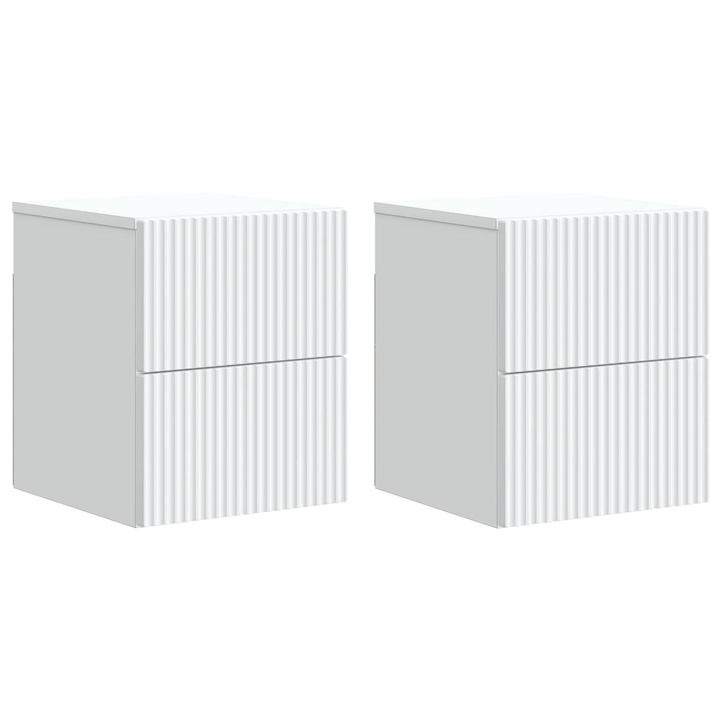 vidaXL Wisząca Szafka Nocna z szufladą 2 pcs Biały 33 x 34,5 x 40 cm