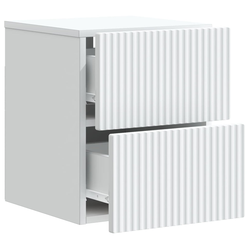 vidaXL Wisząca Szafka Nocna z szufladą 2 pcs Biały 33 x 34,5 x 40 cm