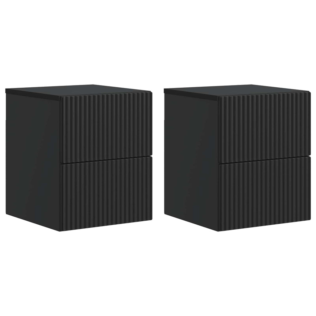 vidaXL Wisząca Szafka Nocna z szufladą 2 pcs Czarny 33 x 34,5 x 40 cm