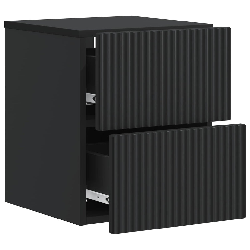 vidaXL Wisząca Szafka Nocna z szufladą 2 pcs Czarny 33 x 34,5 x 40 cm