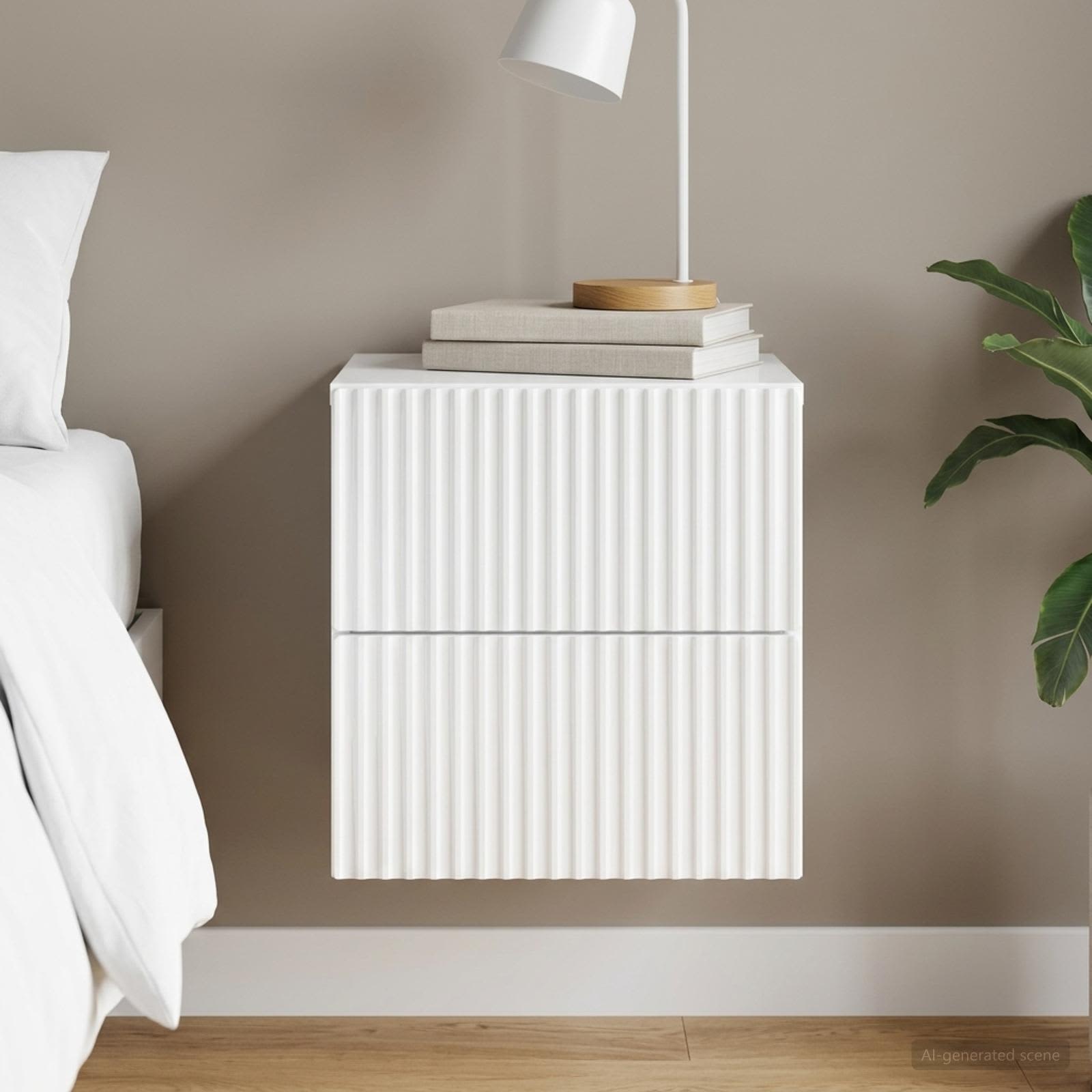vidaXL Wisząca Szafka Nocna Biały wysoki połysk 33 x 34,5 x 40 cm