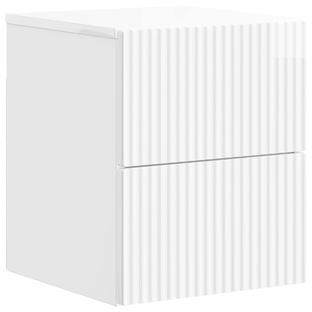 vidaXL Wisząca Szafka Nocna Biały wysoki połysk 33 x 34,5 x 40 cm