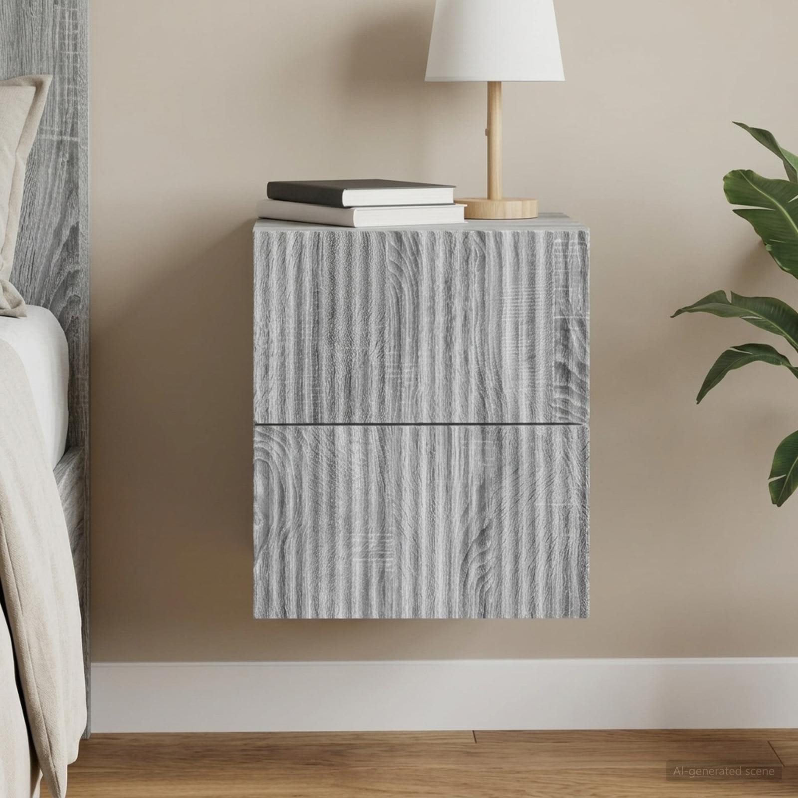 vidaXL Wisząca Szafka Nocna z szufladą Szary Sonoma 33 x 34,5 x 40 cm