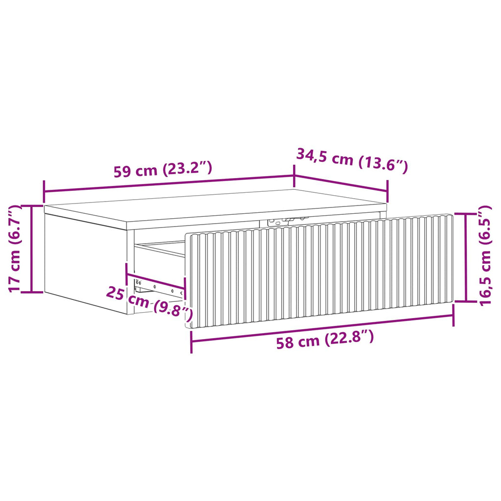 vidaXL Stolik boczny montowany na ścianie 59 x 34,5 x 17 cm