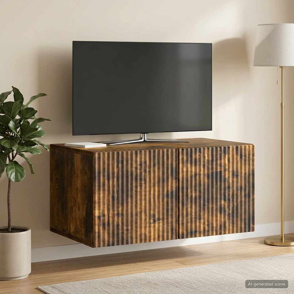 vidaXL Szafka RTV montowana na ścianie 59,5 x 41 x 30 cm Dąb wędzony
