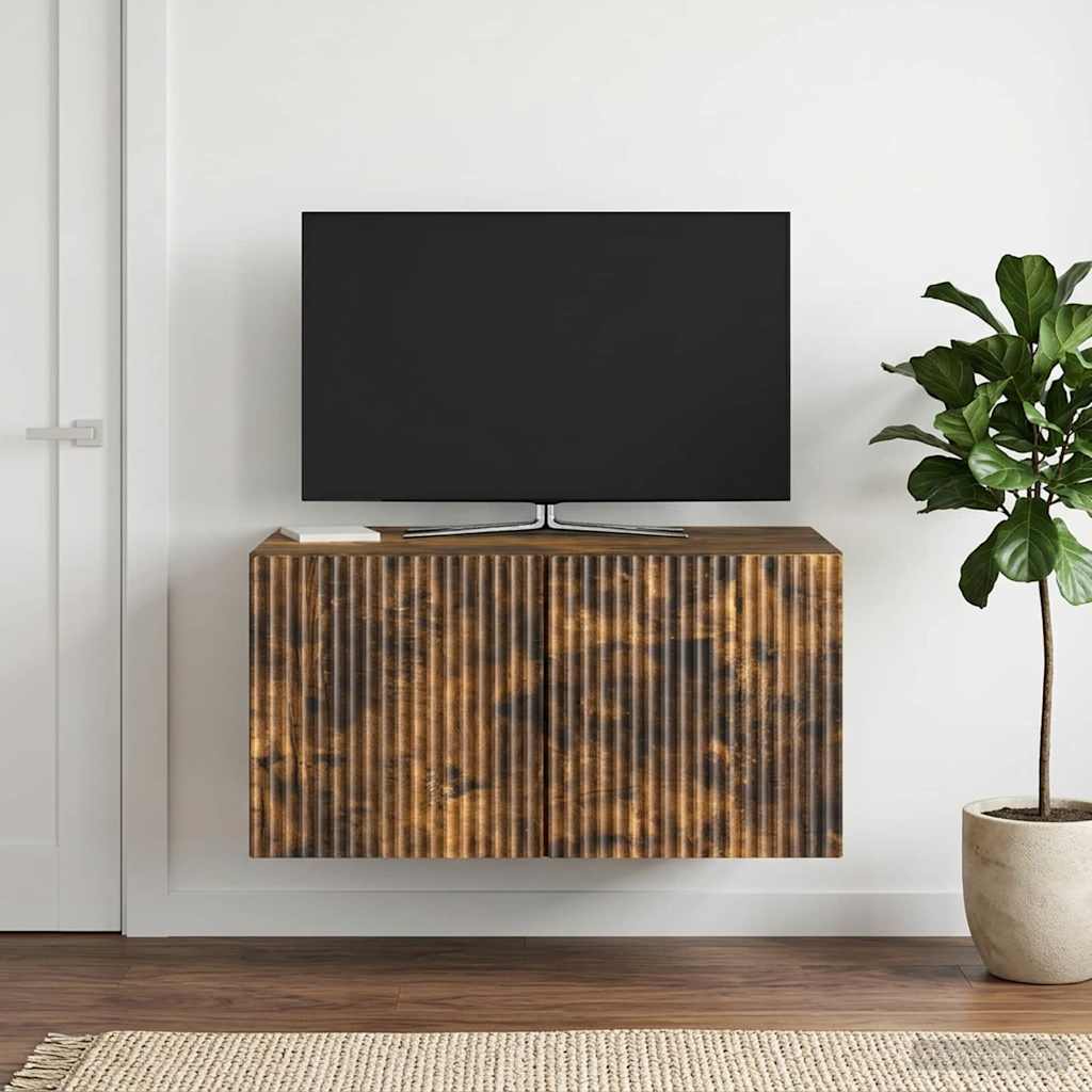 vidaXL Szafka RTV montowana na ścianie 59,5 x 41 x 30 cm Dąb wędzony