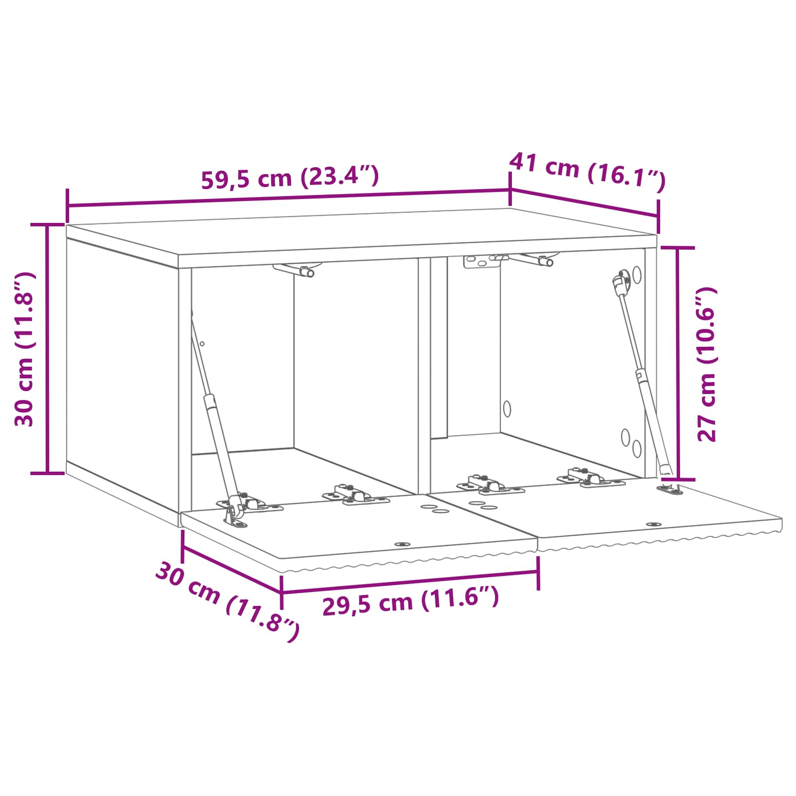 vidaXL Szafka RTV montowana na ścianie Dąb wędzony 59,5 x 41 x 30 cm