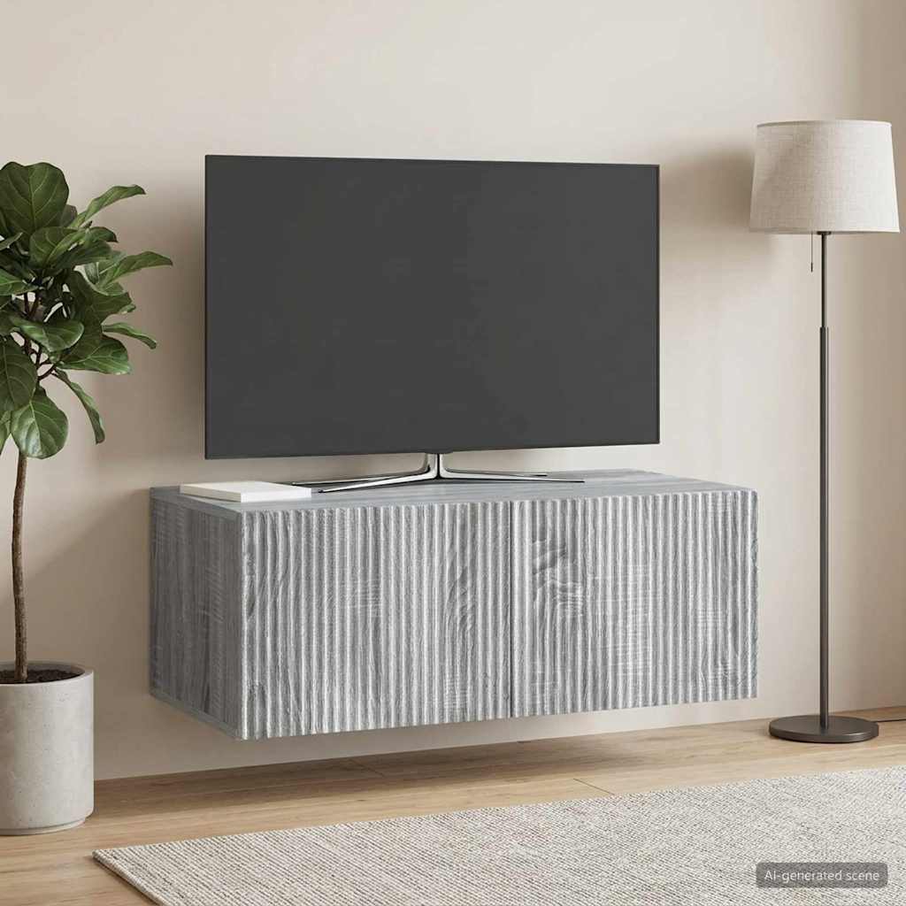 vidaXL Szafka RTV montowana na ścianie 78,5 x 41 x 30 cm Szary Sonoma