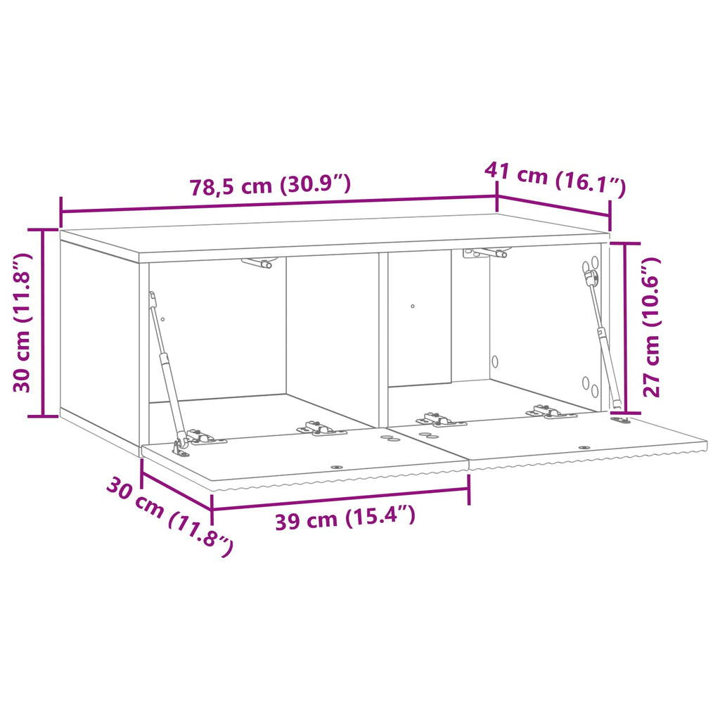 vidaXL Szafka RTV montowana na ścianie Dąb artisan 78,5 x 41 x 30 cm