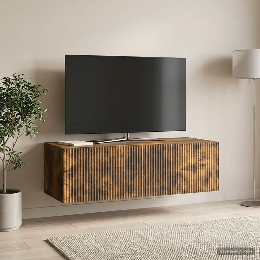 vidaXL Szafka RTV montowana na ścianie 98 x 41 x 30 cm Dąb wędzony